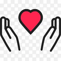 黑色线条手掌爱心-空若网 黑色线条手掌爱心-空若网