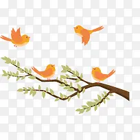 春天树枝上的可爱小鸟-空若网 春天树枝上的可爱小鸟-空若网