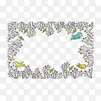 卡通春季树枝和鸟边框矢量素材-空若网 卡通春季树枝和鸟边框矢量素材-空若网