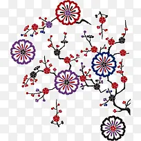 矢量梅花和树枝-空若网 矢量梅花和树枝-空若网