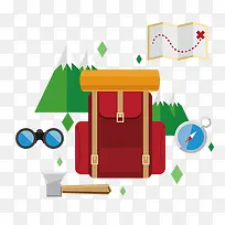 彩色创意扁平化旅游元素-空若网 彩色创意扁平化旅游元素-空若网