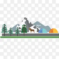 卡通扁平化郊区的风景-空若网 卡通扁平化郊区的风景-空若网