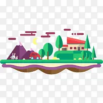 卡通扁平化风景设计-空若网 卡通扁平化风景设计-空若网