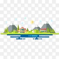 卡通扁平化农场风景设计-空若网 卡通扁平化农场风景设计-空若网