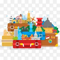 扁平化彩色行李箱-空若网 扁平化彩色行李箱-空若网