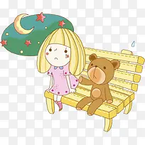 夜晚思念家人的小女孩-空若网 夜晚思念家人的小女孩-空若网