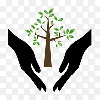 公益广告插画手掌树png素材-空若网 公益广告插画手掌树png素材-空若网