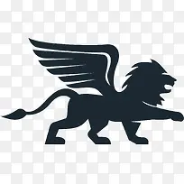 蓝色翅膀狮子剪影-空若网 蓝色翅膀狮子剪影-空若网