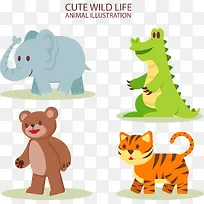 卡通野生动物矢量素材-空若网 卡通野生动物矢量素材-空若网
