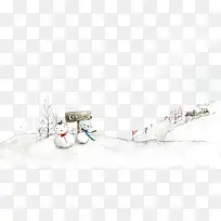 插画雪地上的雪人-空若网 插画雪地上的雪人-空若网