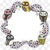 矢量猫头鹰边框-空若网 矢量猫头鹰边框-空若网
