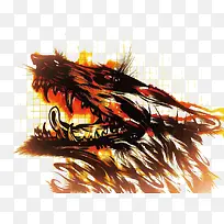 矢量火焰狼头-空若网 矢量火焰狼头-空若网