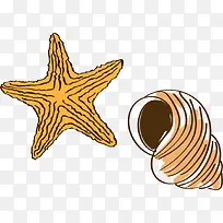 手绘卡通海星海螺-空若网 手绘卡通海星海螺-空若网