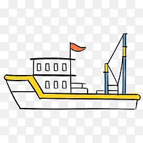 白色卡通轮船矢量图-空若网 白色卡通轮船矢量图-空若网