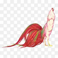 创意手绘粉色大公鸡-空若网 创意手绘粉色大公鸡-空若网