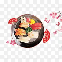 免抠黑色盘子里的日式食物-空若网 免抠黑色盘子里的日式食物-空若网