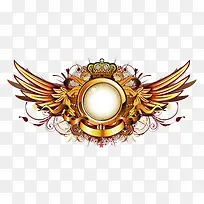 金色皇冠翅膀外框-空若网 金色皇冠翅膀外框-空若网