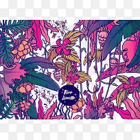 彩绘多彩植物花纹背景图案-空若网 彩绘多彩植物花纹背景图案-空若网