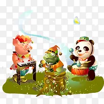 动物乐团矢量插画-空若网 动物乐团矢量插画-空若网