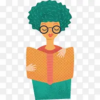 手绘卡通眼镜女郎读书人物设计元-空若网 手绘卡通眼镜女郎读书人物设计元-空若网