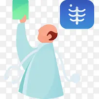 医生观察片子夸张人物插画-空若网 医生观察片子夸张人物插画-空若网