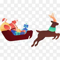 夸张圣诞老人麋鹿人物插画-空若网 夸张圣诞老人麋鹿人物插画-空若网