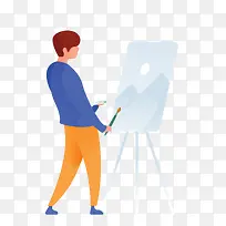 夸张风格画画男子艺术家人物插画-空若网 夸张风格画画男子艺术家人物插画-空若网