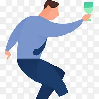 喝酒举杯男子夸张人物插画-空若网 喝酒举杯男子夸张人物插画-空若网
