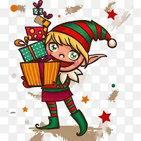 手绘小丑手捧礼盒图案-空若网 手绘小丑手捧礼盒图案-空若网