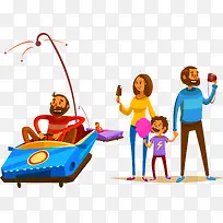 游乐园矢量卡通一家三口素材-空若网 游乐园矢量卡通一家三口素材-空若网