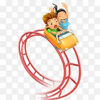 矢量卡通可爱小孩过山车素材-空若网 矢量卡通可爱小孩过山车素材-空若网