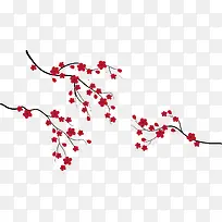 中国风红色梅花树枝-空若网 中国风红色梅花树枝-空若网