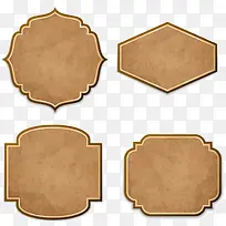 矢量手绘四个牛皮纸标签-空若网 矢量手绘四个牛皮纸标签-空若网