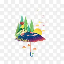 简约可爱山峰插画-空若网 简约可爱山峰插画-空若网