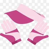 粉红色手套帽子高尔夫用品矢量素-空若网 粉红色手套帽子高尔夫用品矢量素-空若网