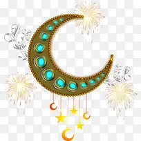 绿色宝石镶嵌月亮-空若网 绿色宝石镶嵌月亮-空若网