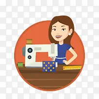 矢量扁平化缝纫机裁缝-空若网 矢量扁平化缝纫机裁缝-空若网