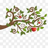 矢量装饰插图树与苹果-空若网 矢量装饰插图树与苹果-空若网