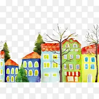 手绘风水彩的小屋-空若网 手绘风水彩的小屋-空若网