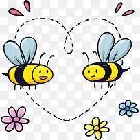 爱心边框可爱蜜蜂-空若网 爱心边框可爱蜜蜂-空若网