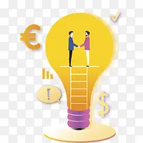 金融灯泡发明插画矢量图-空若网 金融灯泡发明插画矢量图-空若网