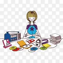 矢量卡通时尚美女生活插画-空若网 矢量卡通时尚美女生活插画-空若网