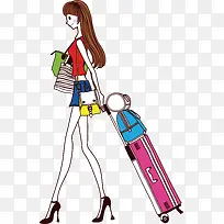 矢量卡通时尚美女生活插画-空若网 矢量卡通时尚美女生活插画-空若网