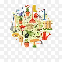 扁平化花卉指示牌装饰图案-空若网 扁平化花卉指示牌装饰图案-空若网