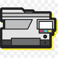 黄色轮廓矢量卡通打印机-空若网 黄色轮廓矢量卡通打印机-空若网