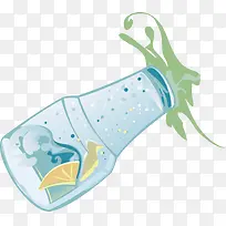 蓝色玻璃许愿瓶手绘矢量-空若网 蓝色玻璃许愿瓶手绘矢量-空若网