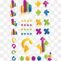 3D多彩图标矢量素材,-空若网 3D多彩图标矢量素材,-空若网