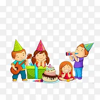 卡通庆祝生日的小朋友们素材-空若网 卡通庆祝生日的小朋友们素材-空若网