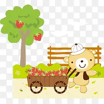 矢量图摘水果的棕熊-空若网 矢量图摘水果的棕熊-空若网