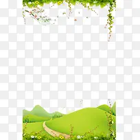 小清新花枝与草地边框-空若网 小清新花枝与草地边框-空若网